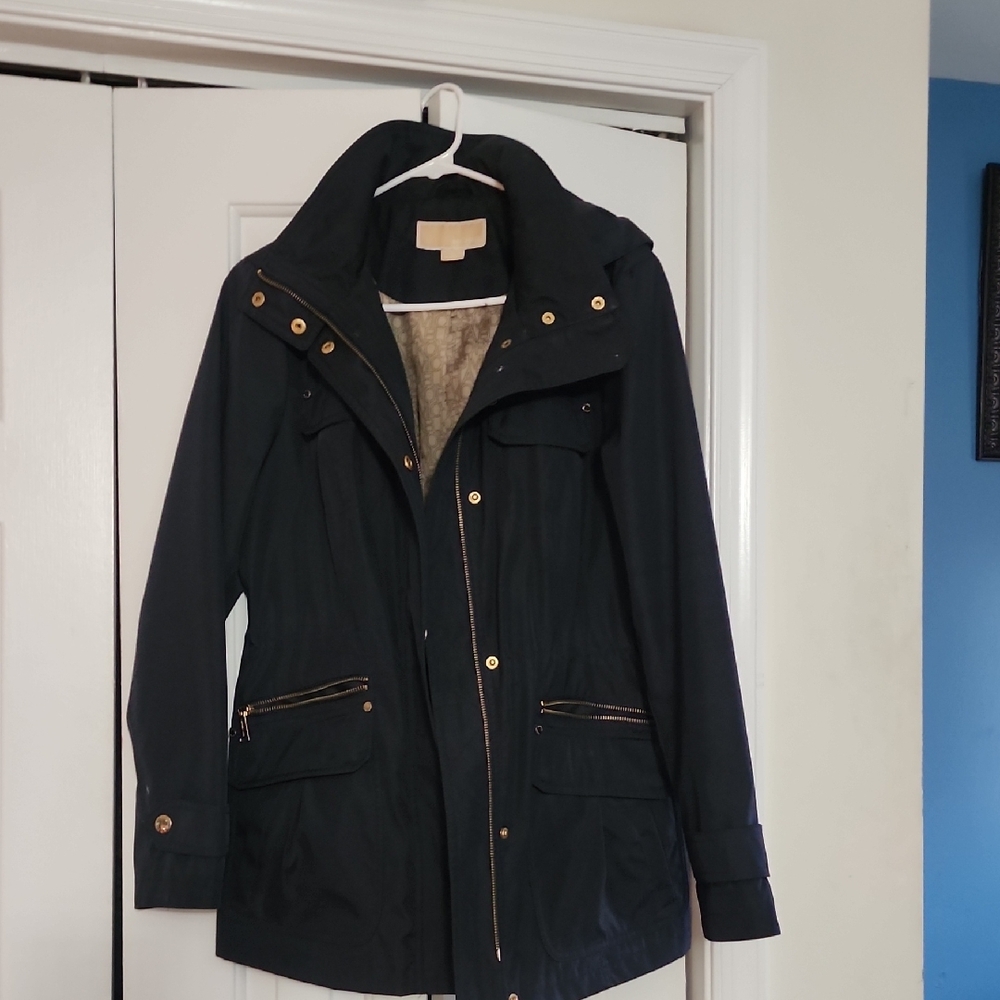 Michael Kors Black Utility Jacket with Gold Accents